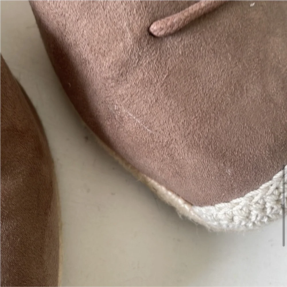 DV DOLCE VITA Taupe Suede Textile Lace Up Zip Back Espadrille Wedge Shoes